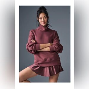 Alo Yoga Hazy Mock Neck Pullover – Burgundy Truffle – Size M